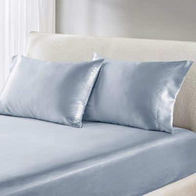 Madison Park Essentials Satin Luxury 2 PC Pillowcases in Blue, King MPE21-1136