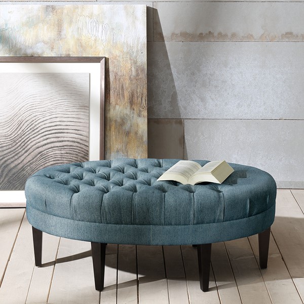 Madison Park Martin Surfboard Tufted Ottoman in Blue FUR101-0044