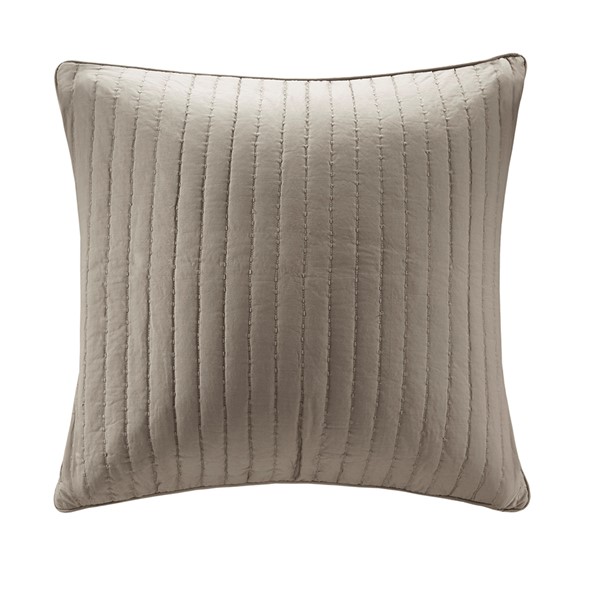 INK+IVY Camila Cotton Quilted Euro Sham in Taupe, Euro Sham II11-229