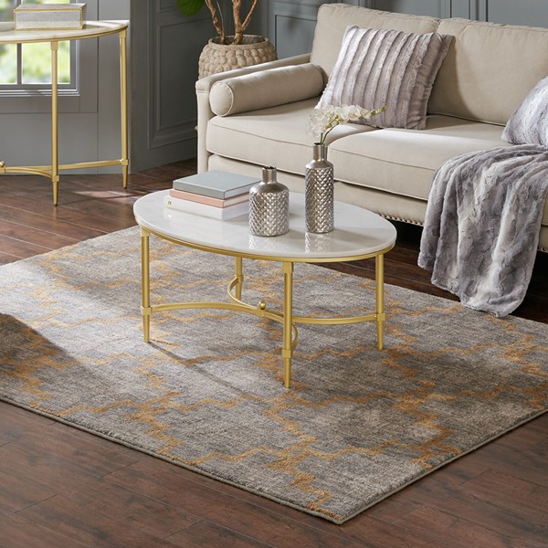 Madison Park Signature Bordeaux Coffee Table in White/Gold MPS120-0123