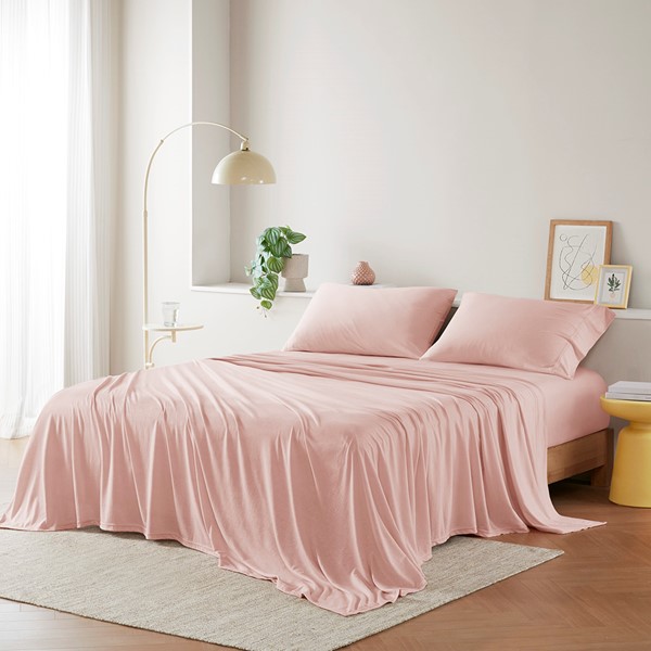 Intelligent Design Cotton Blend Jersey Knit All Season Sheet Set in Blush, Twin XL ID20-2462