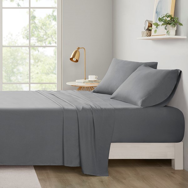 Intelligent Design Microfiber All Season Soft Touch Sheet Set in Charcoal, Queen ID20-1077