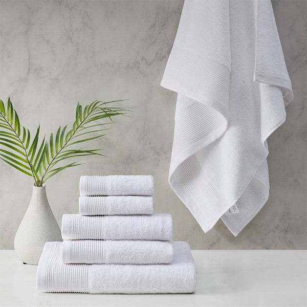 Beautyrest Nuage Cotton Tencel Blend Antimicrobial 6 Piece Towel Set in White, 6-Piece BR73-3751