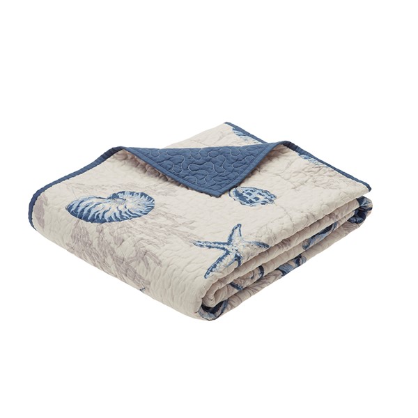 Madison Park Bayside Oversized Printed Microfiber Quilted Throw in Blue, 60x70" MP50-1970