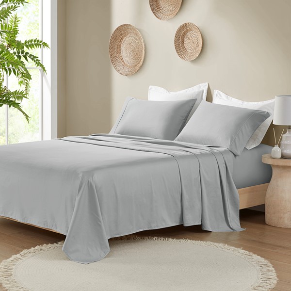 Madison Park 300 Thread Count 100% Organic Cotton Deep Pocket Sheet Set in Grey, King MP20-8248