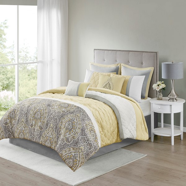 510 Design Shawnee 8 Piece Comforter Set in Yellow, King 5DS10-0275