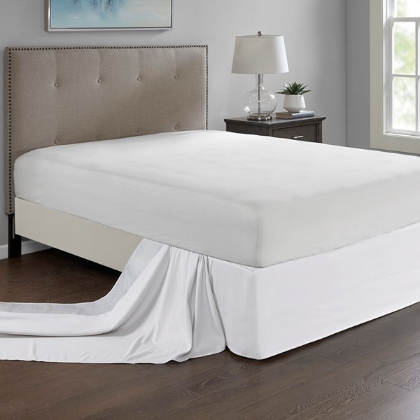 Madison Park Simple Fit Wrap Around Adjustable Bedskirt in White, One Size MP11-5364