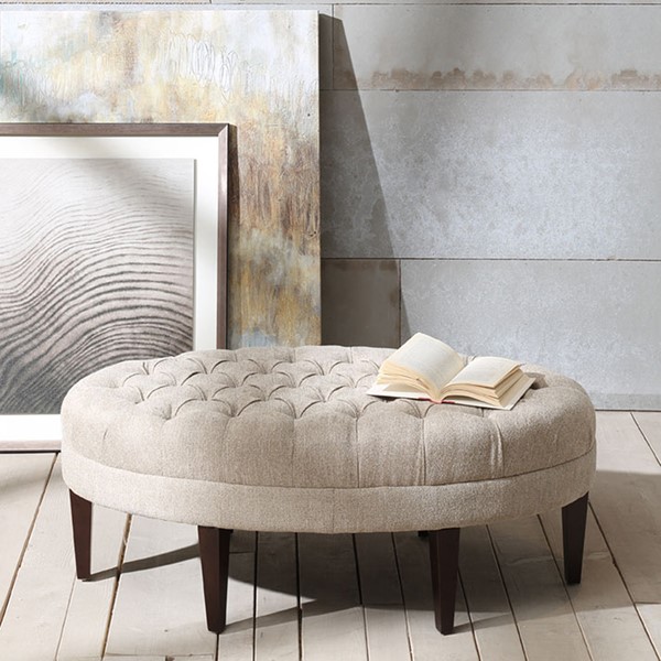 Madison Park Martin Surfboard Tufted Ottoman in Linen FPF18-0264