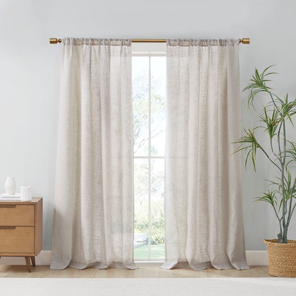 Madison Park Kyler Linen Blend Light Filtering Curtain Panel Pair in Natural, 2-PK 52x84" MP40-7985