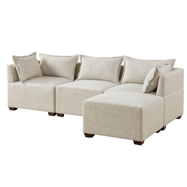 INK+IVY Molly 4-Piece Modular Sofa with Ottoman in Linen II90-0559