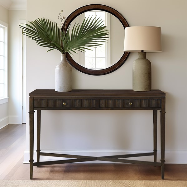 Martha Stewart Kenna Fluted 2-drawer Storage Console Table in Brown MT120-1191