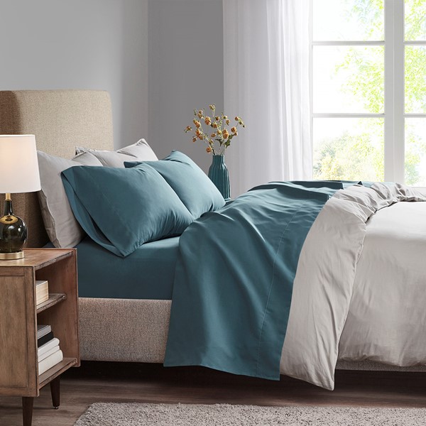 Madison Park Luxurious Brushed Microfiber Deep Pocket Sheet Set in Teal, Cal King MP20-6344