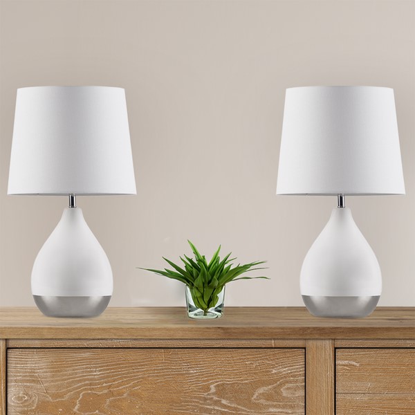 510 Design Liora 2-Tone Ceramic Table Lamp Set of 2 in White/Silver 5DS153-0048