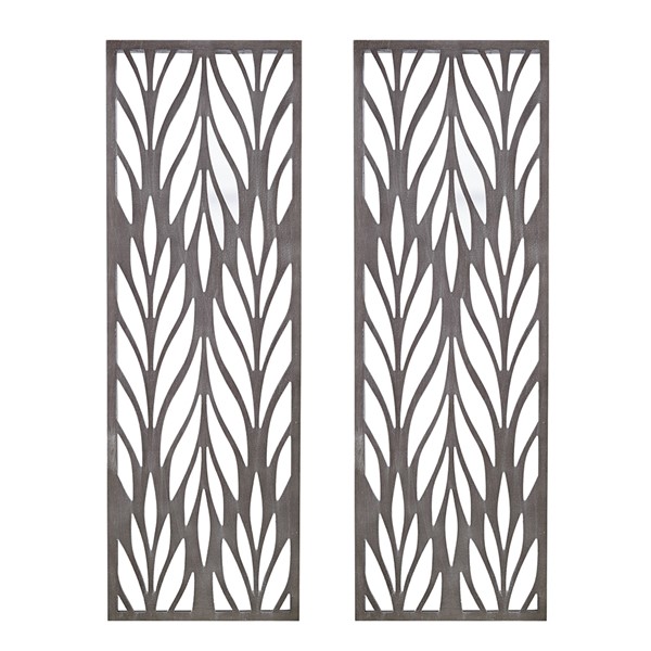 Madison Park Florian Grey Laser Cut Wood 2-piece Panel Wall Decor Set in Reclaimed Grey MP95B-0291