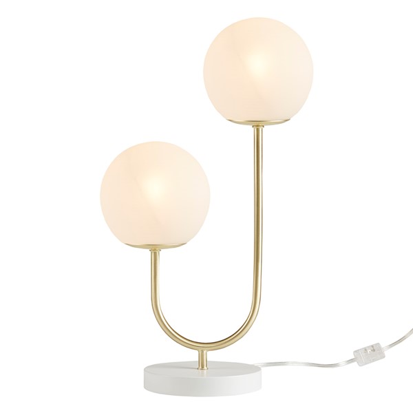 510 Design Zusa Metal 2-Light Globe Table Lamp in Gold/White 5DS153-0046