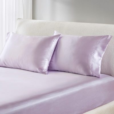 Madison Park Essentials Satin Luxury 2 PC Pillowcases in Lilac, Standard MPE21-1156