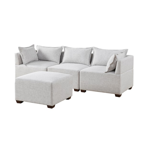 INK+IVY Molly 4-Piece Modular Sofa with Ottoman in Silver Grey II90-0535