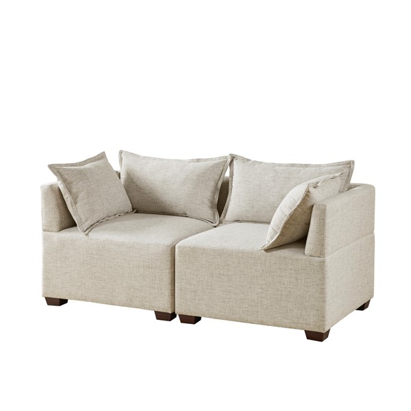 INK+IVY Molly 2-Piece Modular Loveseat Sofa in Linen II100-0556