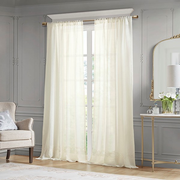 Croscill Classics Cornelli Embroidery Curtain Panel (Single) in Ivory, 52x84" CCL40-0055