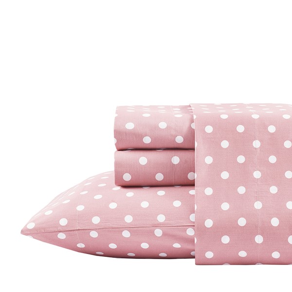 Mi Zone Polka Dot Printed 100% Cotton Sheet Set in Pink, Full MZ20-416