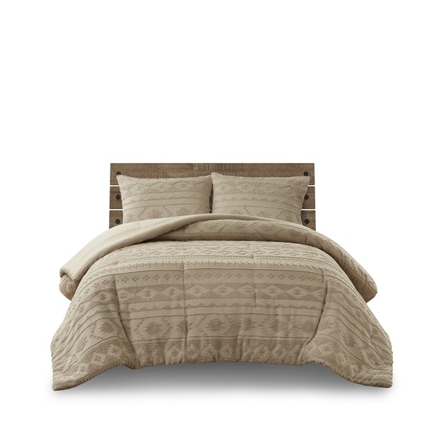 Woolrich Breckenridge Chenille Oversized Comforter Set in Tan, Full/Queen WR10-3975