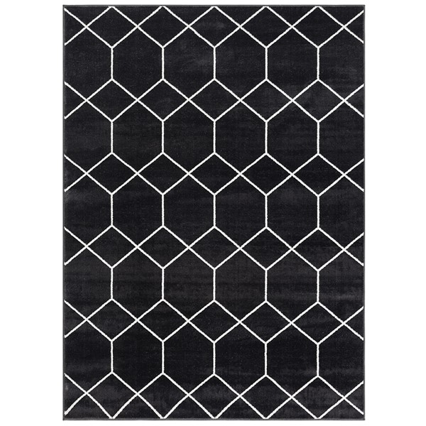 Madison Park Averie Trellis Geometric Woven Area Rug in Black/Cream, 8x10' MP35-8064