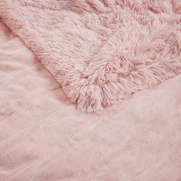 Serta Malea Shaggy Faux Fur Heated Throw in Blush, 50x60" ST54-0152