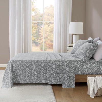 Beautyrest Oversized Cotton Flannel 4 Piece Sheet Set in Sage Winter Fauna, Cal King BR20-4679