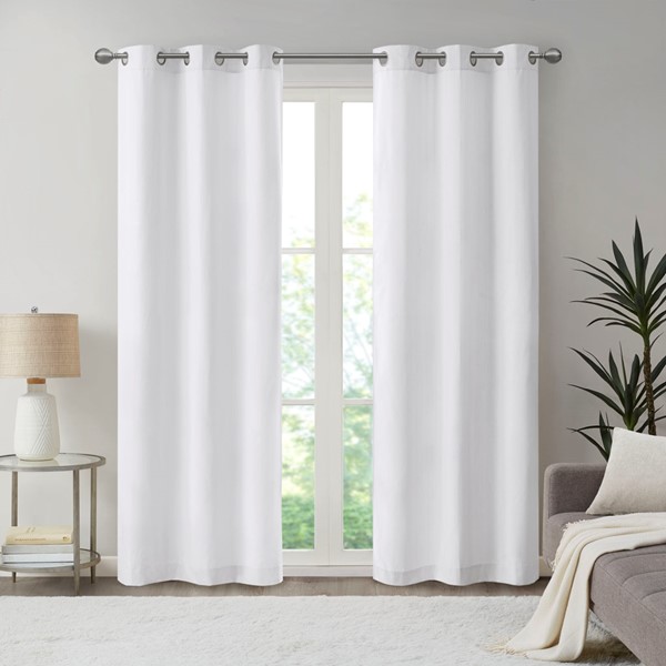 Madison Park Galen Basketweave Room Darkening Curtain Panel Pair in White, 2-PK 40x84" MP40-7924