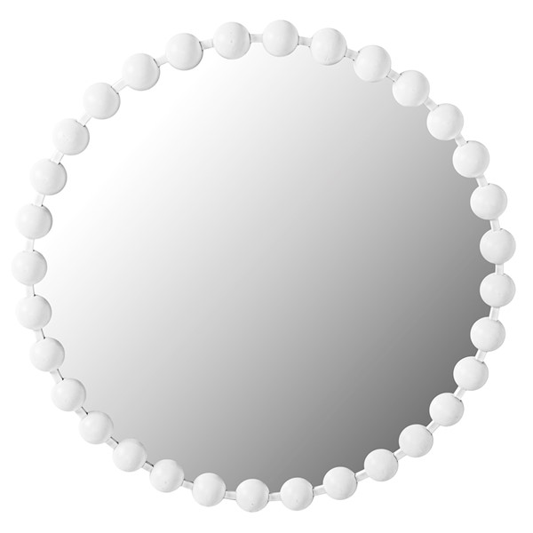 Madison Park Signature Marlowe Beaded Round Wall Mirror in White, 27" Dia MPS95F-0042