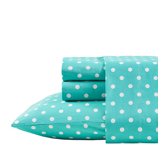 Mi Zone Polka Dot Printed 100% Cotton Sheet Set in Seafoam, Twin MZ20-496