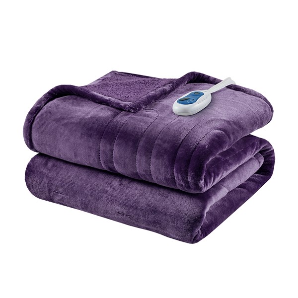 Beautyrest Heated Microlight to Berber Throw in Purple, 60x70" BR54-1927