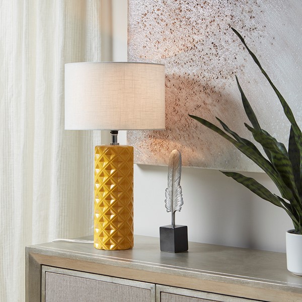 510 Design Macey Geometric Ceramic Table Lamp in Yellow 5DS153-0039