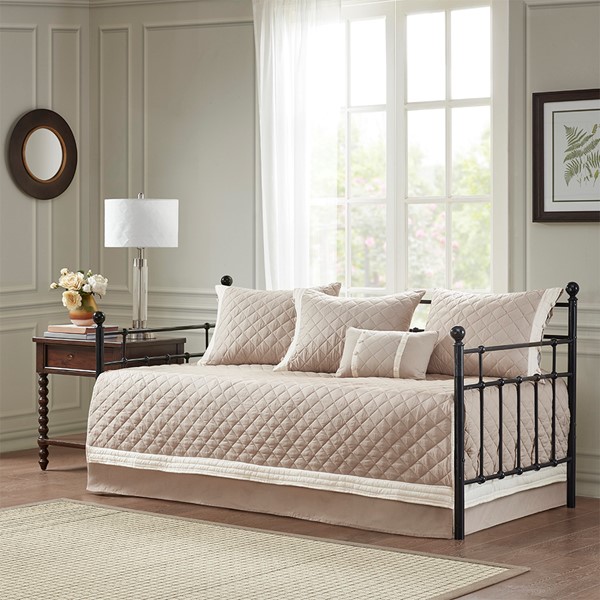 Madison Park Breanna 6 Piece Cotton Daybed Cover Set in Khaki, Daybed MP13-6472