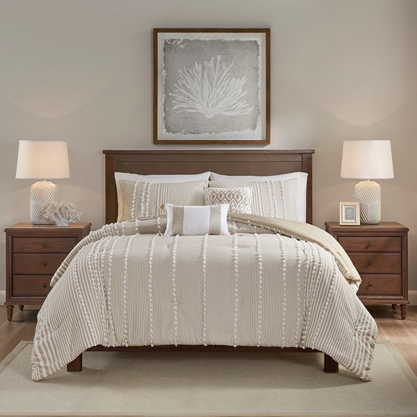 Harbor House Anslee 3 Piece Cotton Yarn Dyed Comforter Set in Taupe, Full/Queen HH10-1689