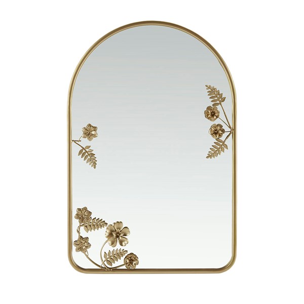 Madison Park Adaline Arched Metal Floral Wall Mirror in Gold, 29.75"H MP95F-0360