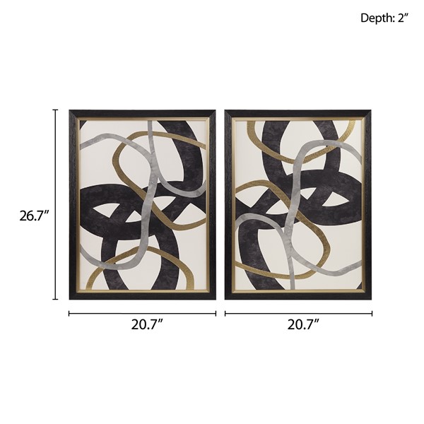 Madison Park Moving Midas Gold Foil Abstract 2-piece Framed Canvas Wall Art Set in Black MP95C-0284