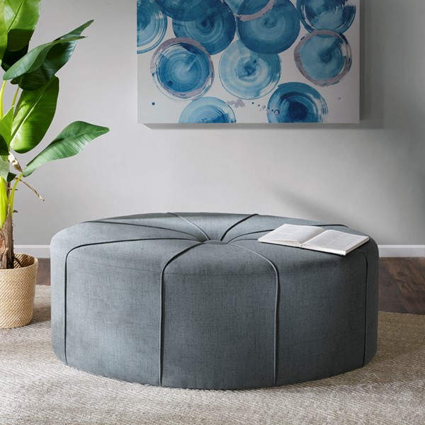 Madison Park Ferris Oval Ottoman in Blue MP101-0199