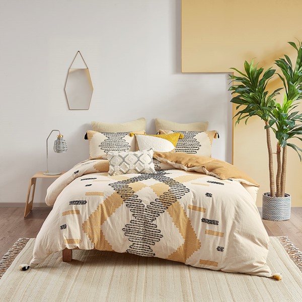 INK+IVY Arizona 3 Piece Cotton Duvet Cover Set in Yellow, King/Cal King II12-1115