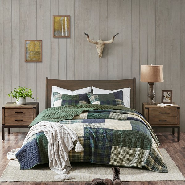 Woolrich Mill Creek Oversized Cotton Quilt Set in Green, King/Cal King WR13-2816