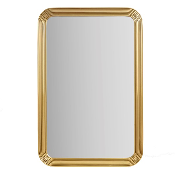 Madison Park Aurelia Rounded Rectangle Fluted Wall Mirror in Gold MP95F-0359