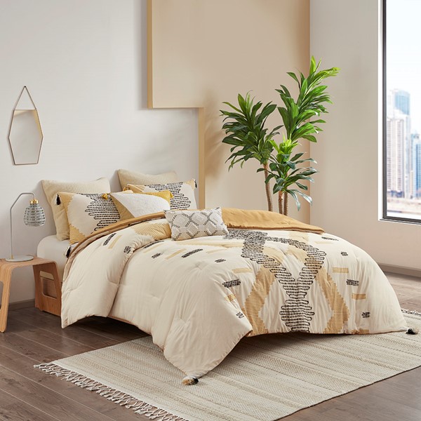 INK+IVY Arizona 3 Piece Cotton Comforter Set in Yellow, Full/Queen II10-1112