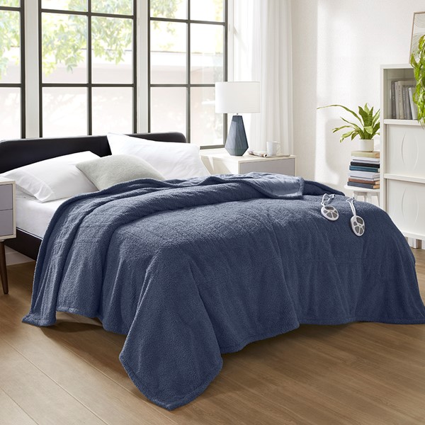 Serta Dream Soft Heated Blanket in Navy, Queen ST54-3577