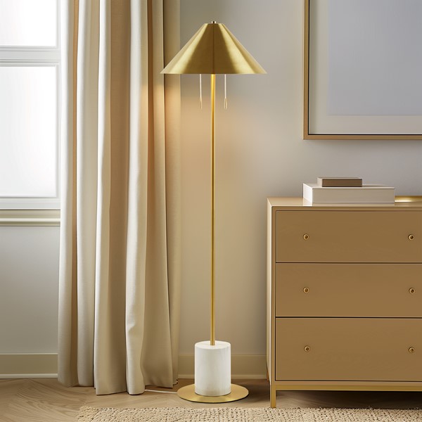 INK+IVY Brillora Floor lamp in Gold/Marble II154-0157