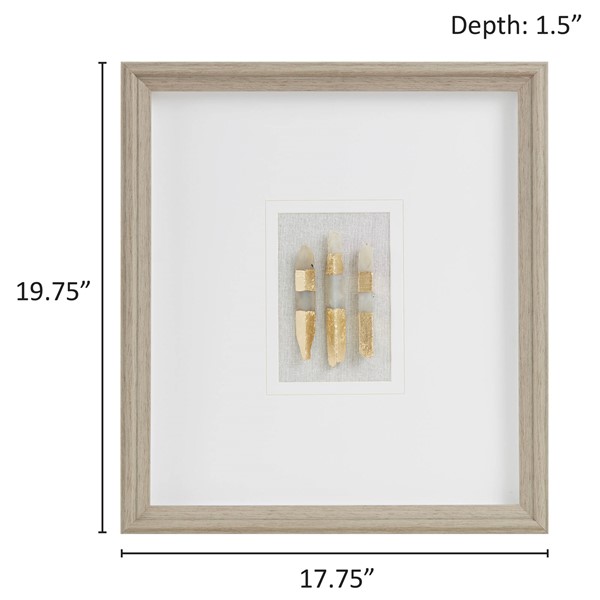 Martha Stewart Staggered Stones Natural Agate Double Mat Shadow Box Wall Decor in Off-White MT95B-0085