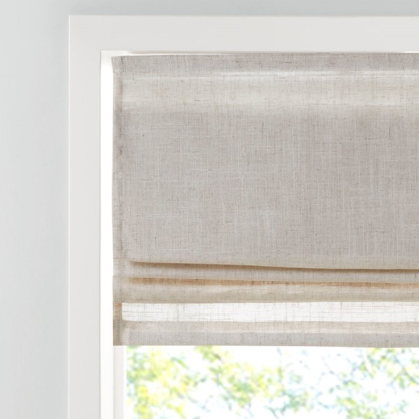 Madison Park Kyler Linen Blend Light Filtering Cordless Roman Shade in Natural, 29x64" MP40-7979