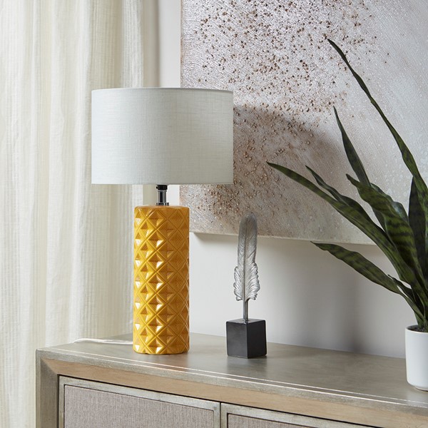 510 Design Macey Geometric Ceramic Table Lamp in Yellow 5DS153-0039