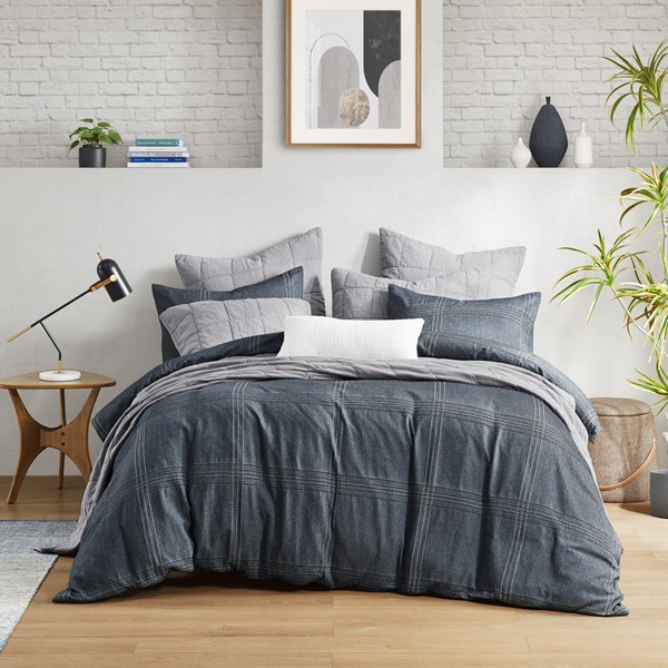 Croscill Casual Anders 3 Piece Duvet Set in Charcoal, Full/Queen CCA12-0001