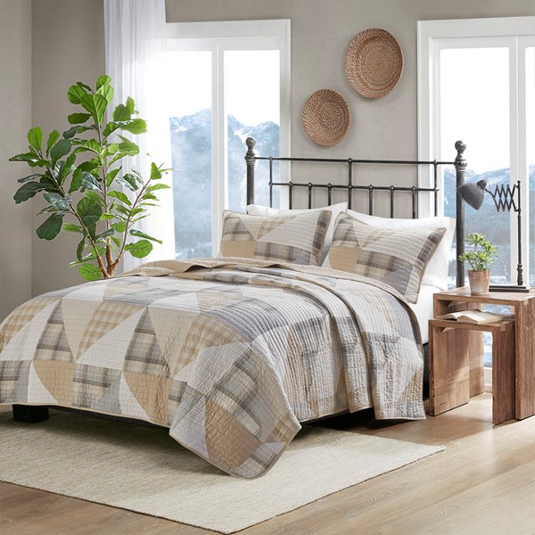 Woolrich Olsen Oversized Cotton Quilt Mini Set in Tan, King/Cal King WR13-3905