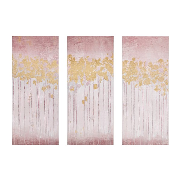 Madison Park Dewy Forest Gold Foil Abstract 3-piece Canvas Wall Art Set in Blush MP95C-0216